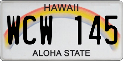 HI license plate WCW145