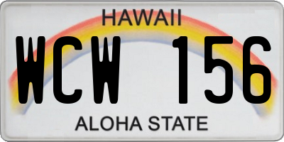 HI license plate WCW156