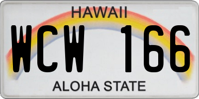 HI license plate WCW166