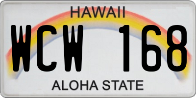 HI license plate WCW168