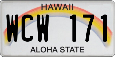 HI license plate WCW171