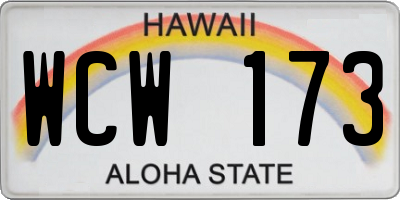 HI license plate WCW173
