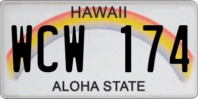 HI license plate WCW174