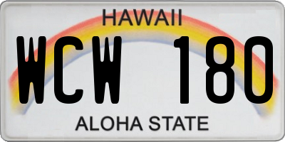 HI license plate WCW180