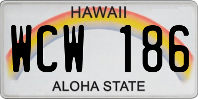 HI license plate WCW186
