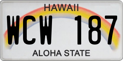 HI license plate WCW187