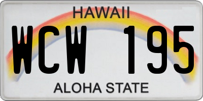HI license plate WCW195