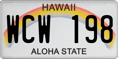 HI license plate WCW198
