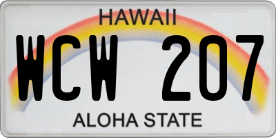 HI license plate WCW207