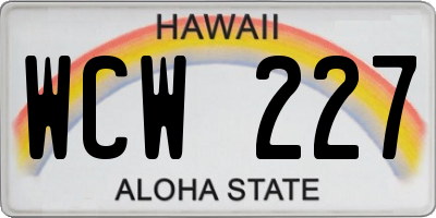 HI license plate WCW227