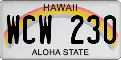 HI license plate WCW230
