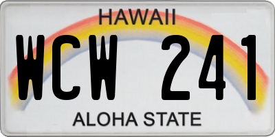 HI license plate WCW241