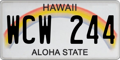 HI license plate WCW244