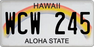 HI license plate WCW245