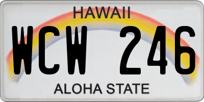HI license plate WCW246