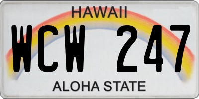 HI license plate WCW247