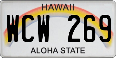 HI license plate WCW269