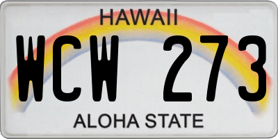 HI license plate WCW273