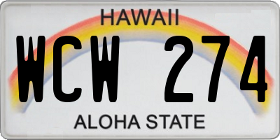 HI license plate WCW274