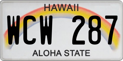 HI license plate WCW287