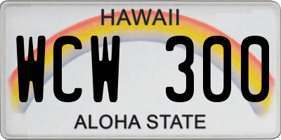 HI license plate WCW300