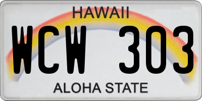 HI license plate WCW303