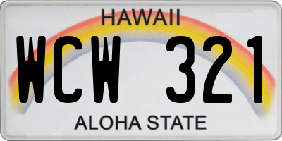 HI license plate WCW321