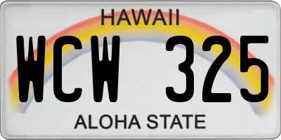 HI license plate WCW325