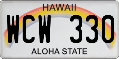 HI license plate WCW330