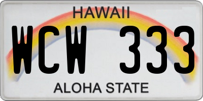 HI license plate WCW333