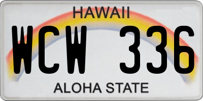 HI license plate WCW336