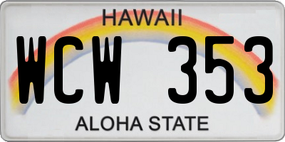 HI license plate WCW353