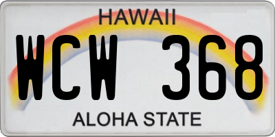HI license plate WCW368
