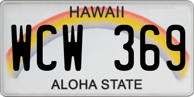 HI license plate WCW369
