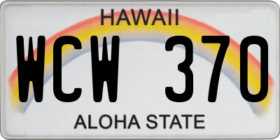 HI license plate WCW370