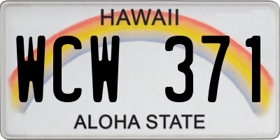 HI license plate WCW371
