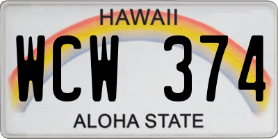 HI license plate WCW374