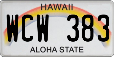 HI license plate WCW383