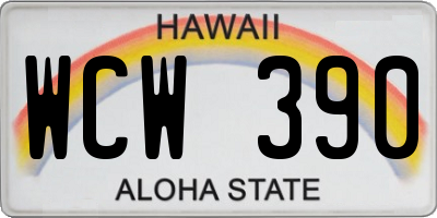 HI license plate WCW390