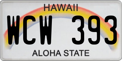 HI license plate WCW393