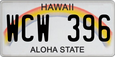 HI license plate WCW396