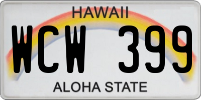 HI license plate WCW399