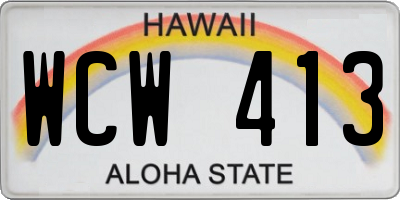 HI license plate WCW413