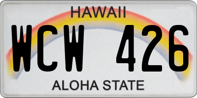 HI license plate WCW426
