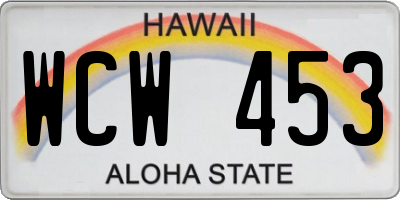 HI license plate WCW453