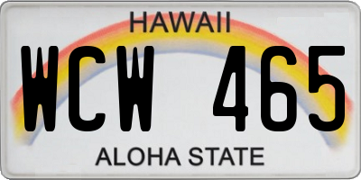 HI license plate WCW465
