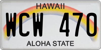 HI license plate WCW470