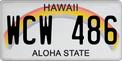 HI license plate WCW486