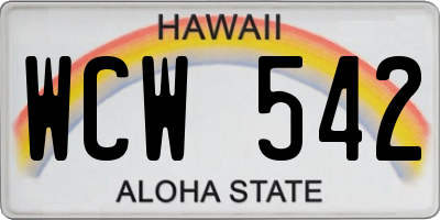 HI license plate WCW542