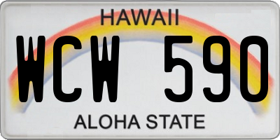 HI license plate WCW590